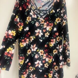 Eye Candy Black Floral Criss-Cross Blouse